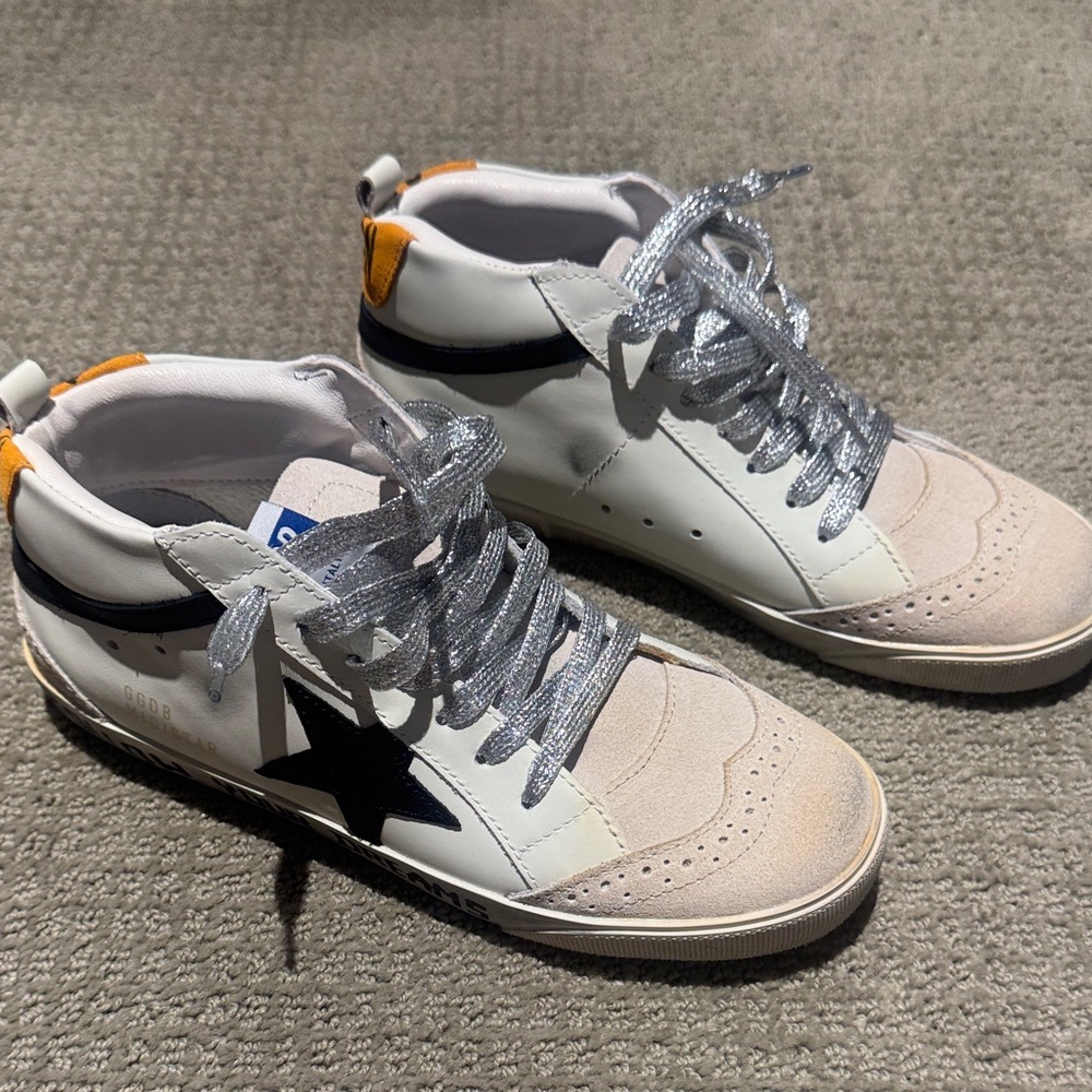 GGDB Inspired White & Beige Mid/Star Sneakers
